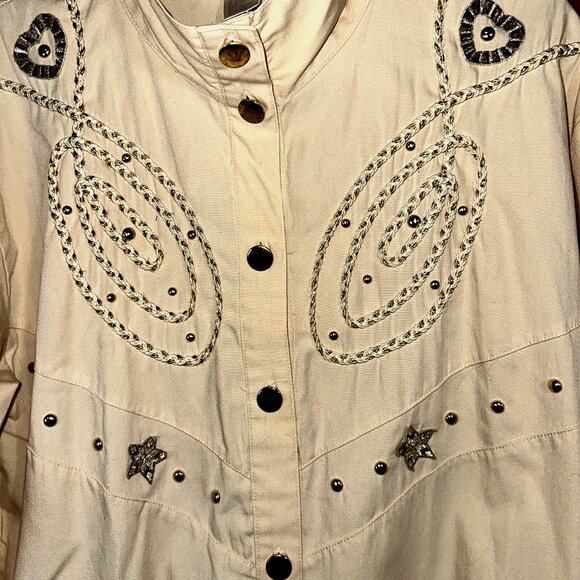 Vintage Rafael Western Star Appliqué Jacket Sz S Boho Rodeo Cowgirl Core Shacket - Picture 5 of 11